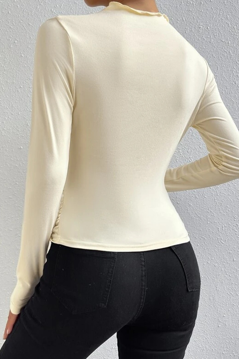 Casual Daily Ruched Half A Turtleneck Tops(5 Colors) - Fashionpara