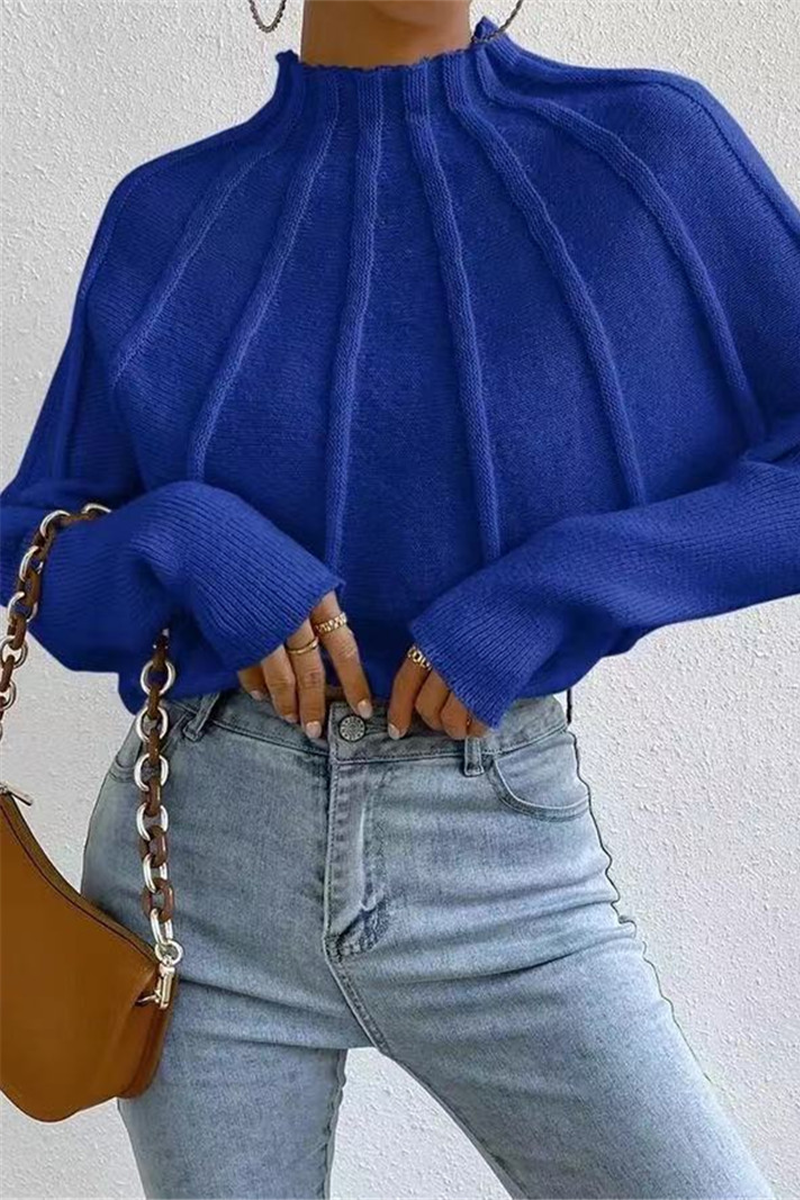 Bohonini Casual Patchwork Weave Half Turtleneck Sweater