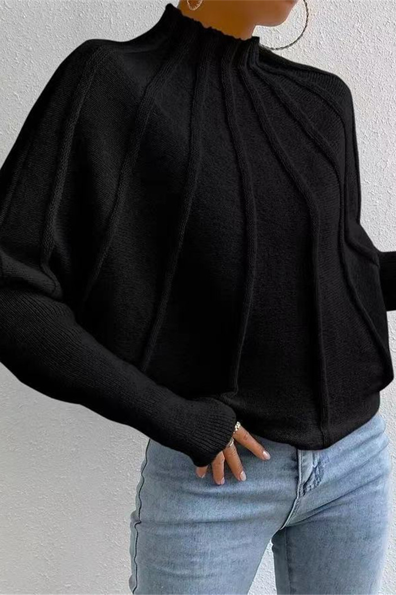 Bohonini Casual Patchwork Weave Half Turtleneck Sweater