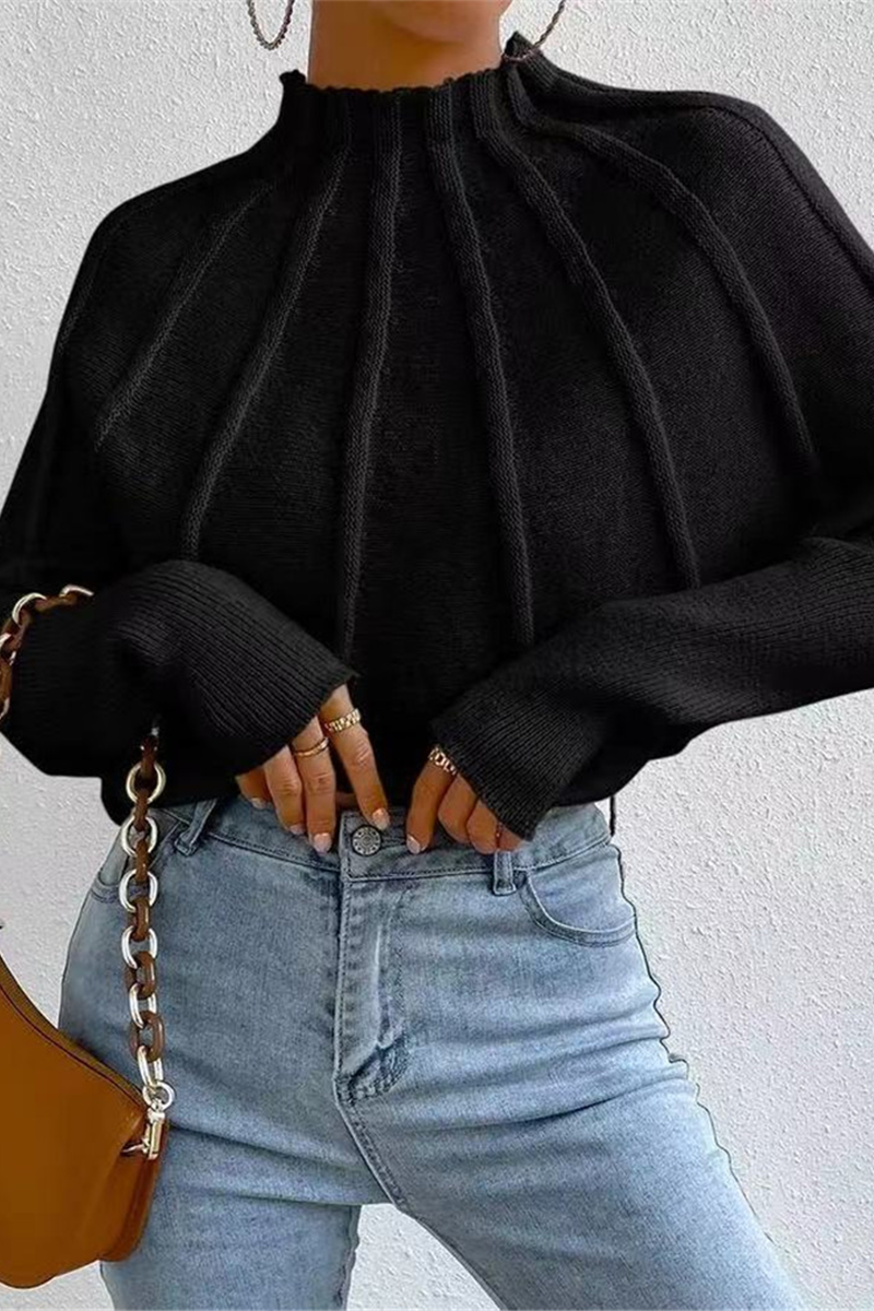 Bohonini Casual Patchwork Weave Half Turtleneck Sweater