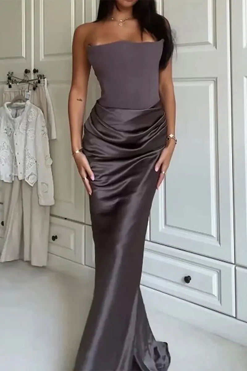 Sexy Prom Ruched Strapless Evening Dresses  Fashionpara