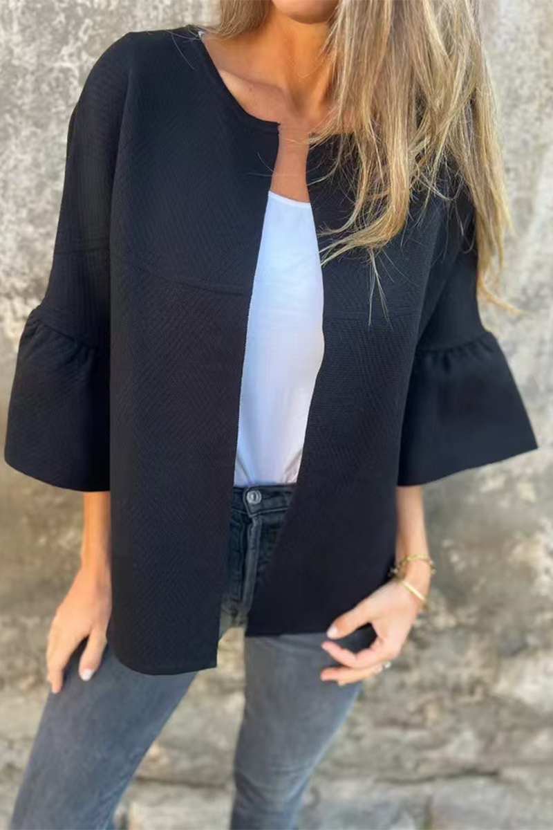 Bohonini Casual Solid Color Ruffle Blazer for Everyday Wear