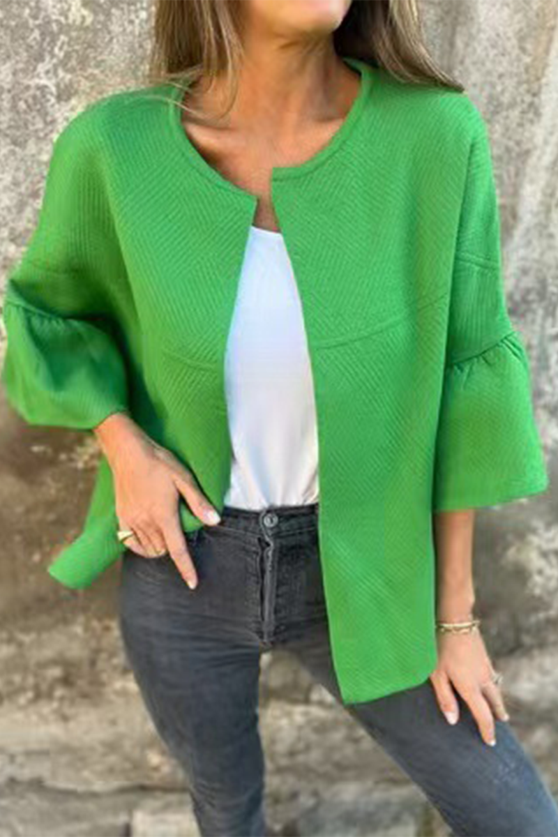 Bohonini Casual Solid Color Ruffle Blazer for Everyday Wear