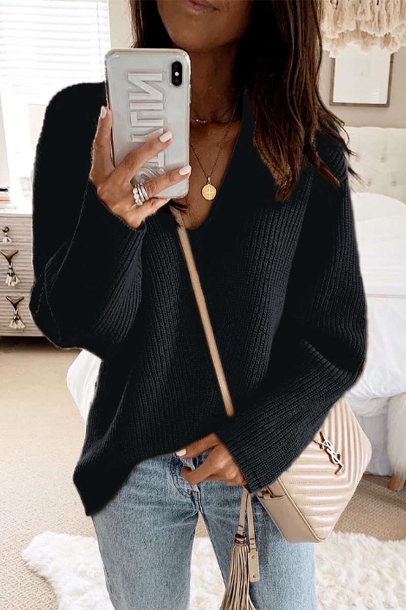 Bohonini Solid Color V Neck Sweater for Effortless Style