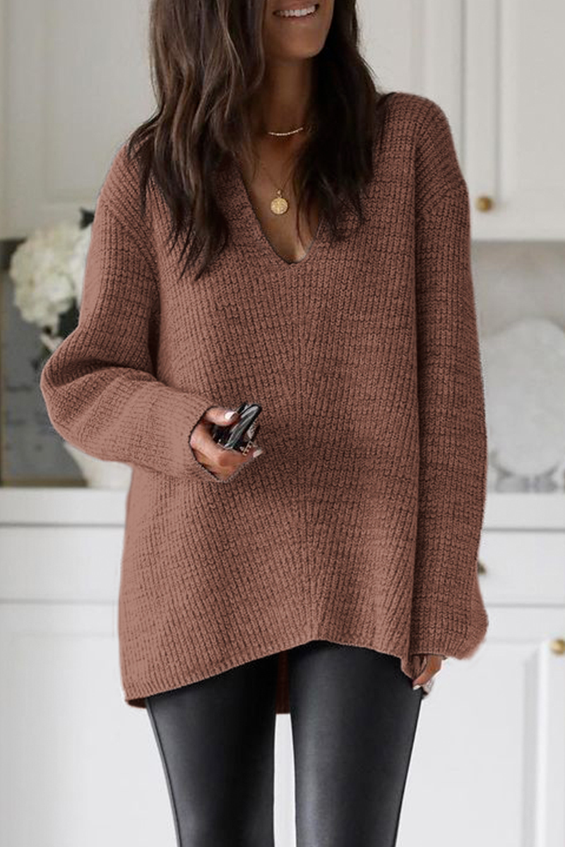 Bohonini Solid Color V Neck Sweater for Effortless Style