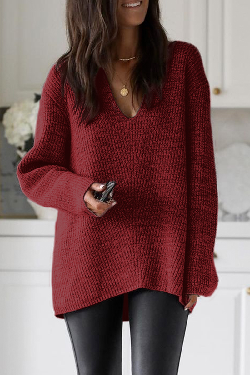 Bohonini Solid Color V Neck Sweater for Effortless Style