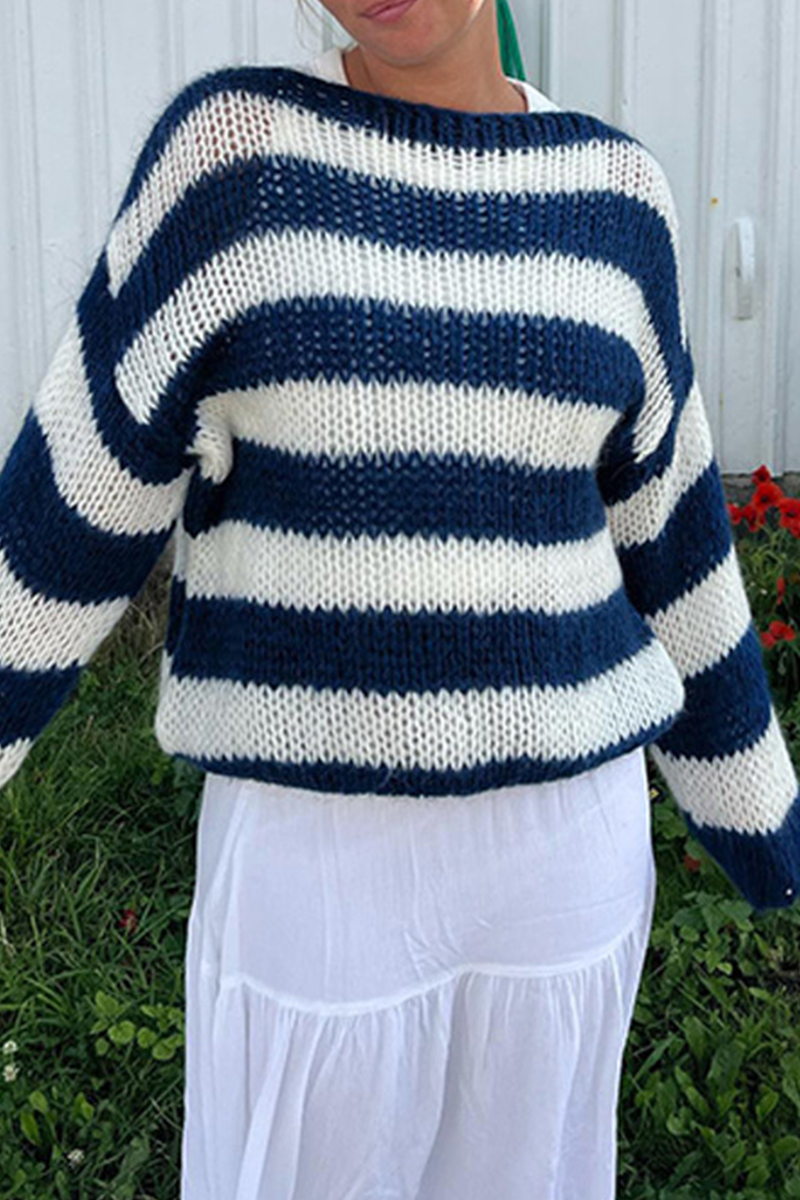 Bohonini Contrast Collar Casual Sweater in Four Colors