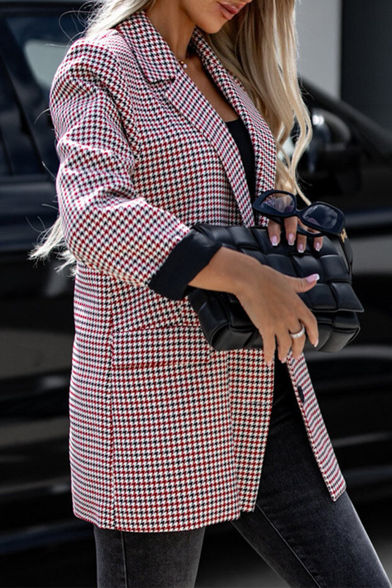 Bohonini Casual Plaid Turn-Back Collar Outerwear Jacket