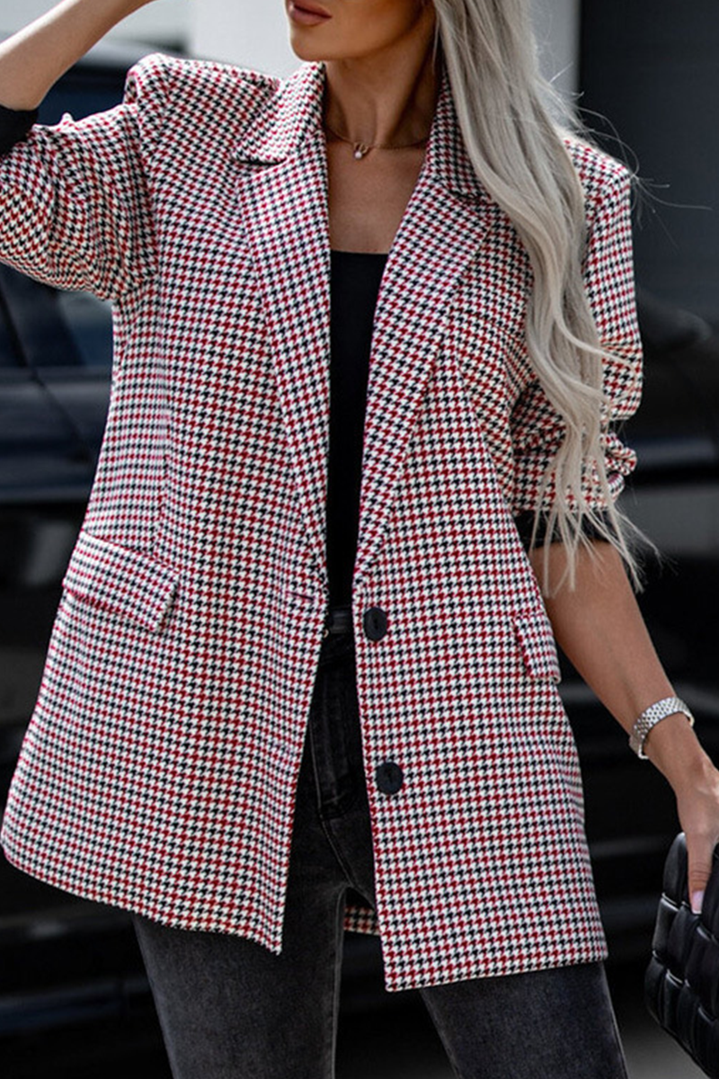 Bohonini Casual Plaid Turn-Back Collar Outerwear Jacket