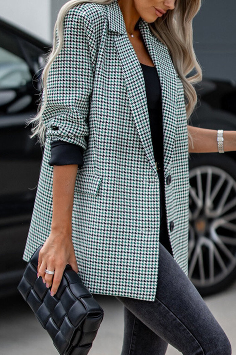 Bohonini Casual Plaid Turn-Back Collar Outerwear Jacket