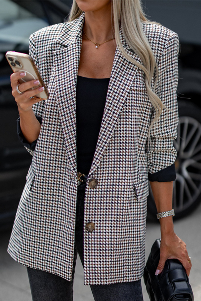 Bohonini Casual Plaid Turn-Back Collar Outerwear Jacket