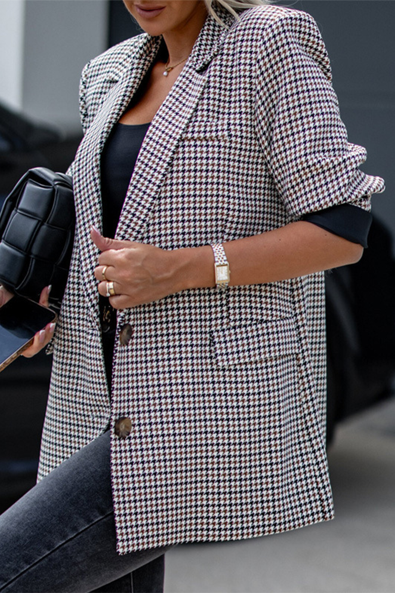 Bohonini Casual Plaid Turn-Back Collar Outerwear Jacket