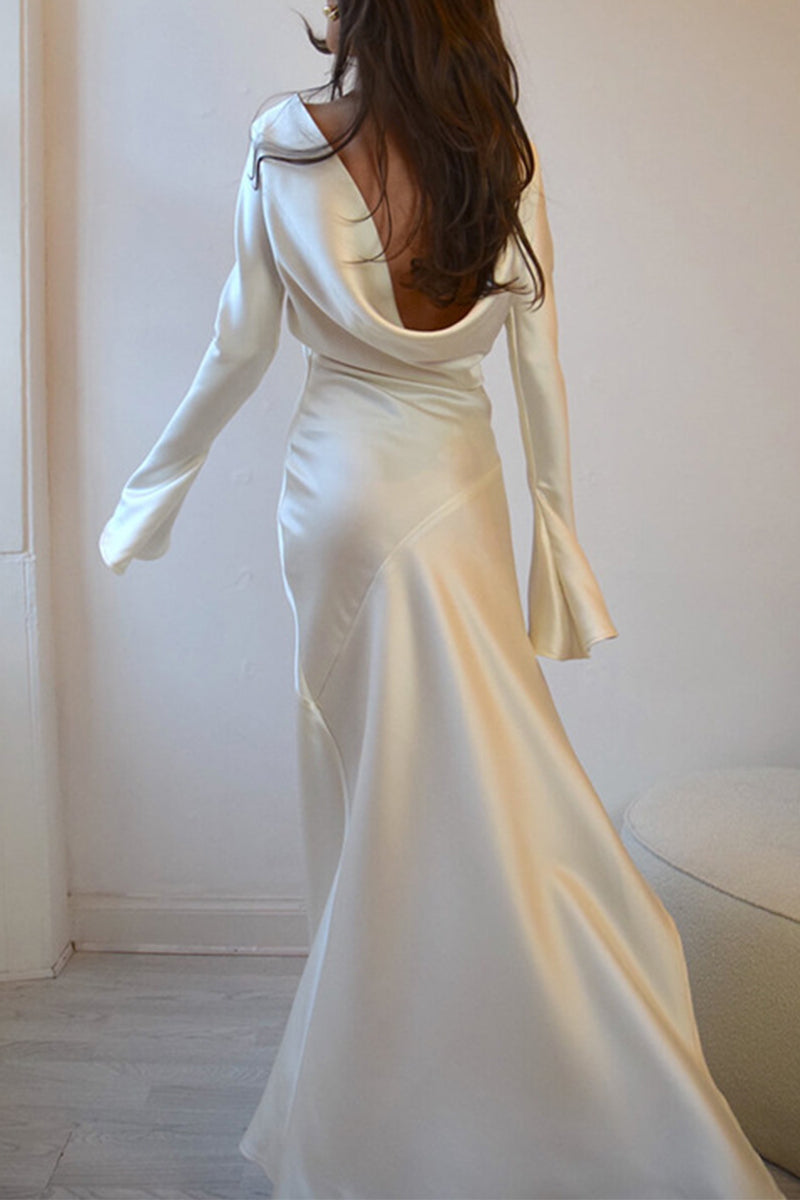 Sexy Backless Slit O Neck Long Dresses(4 Colors) - Fashionpara