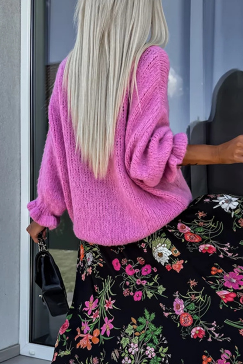 Bohonini Casual Ruffle Weave O Neck Sweater in 4 Colors