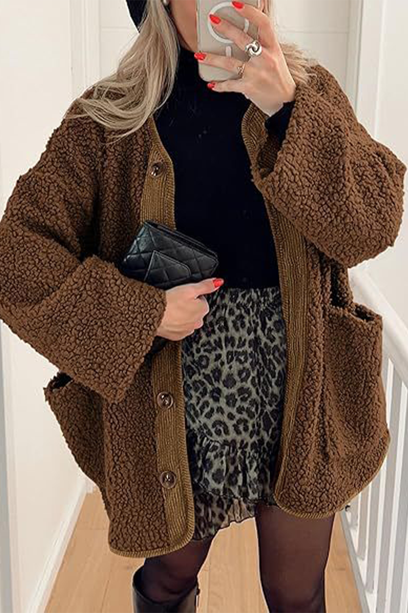 Stylish Contrast Pocket O Neck Blazer Jacket in 6 Colors