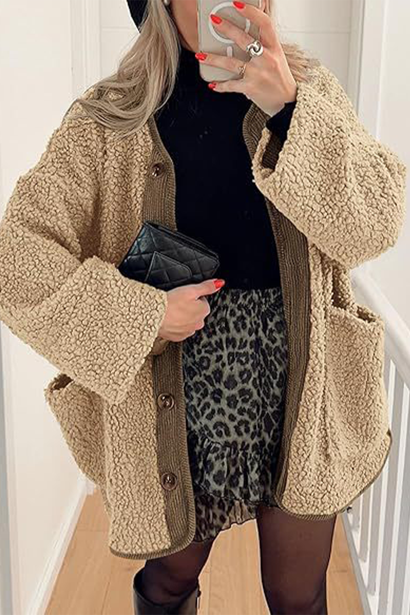 Stylish Contrast Pocket O Neck Blazer Jacket in 6 Colors