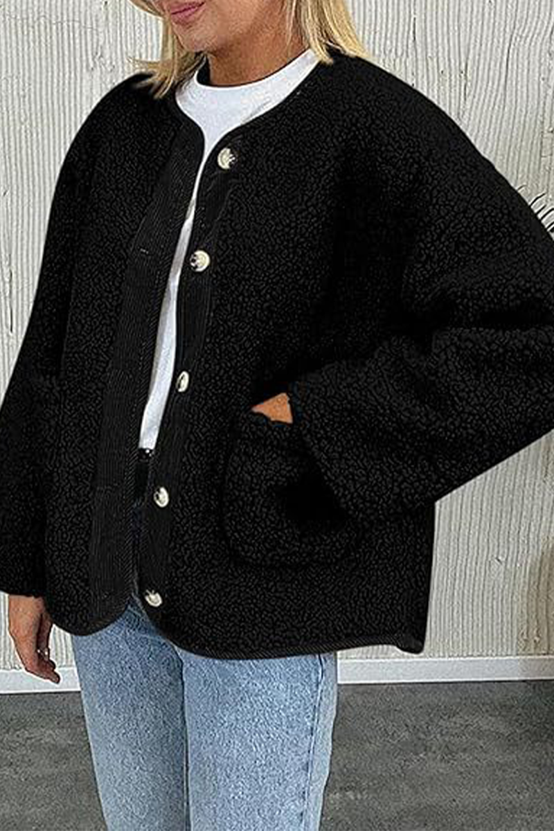 Stylish Contrast Pocket O Neck Blazer Jacket in 6 Colors