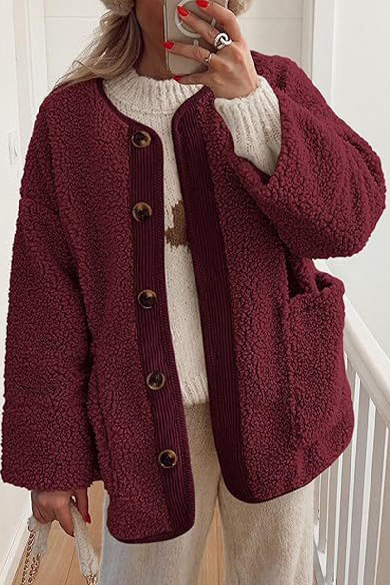 Stylish Contrast Pocket O Neck Blazer Jacket in 6 Colors