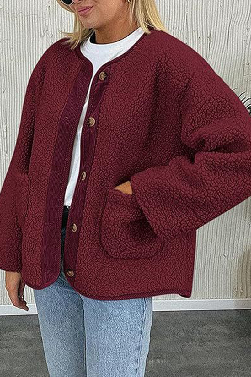 Stylish Contrast Pocket O Neck Blazer Jacket in 6 Colors