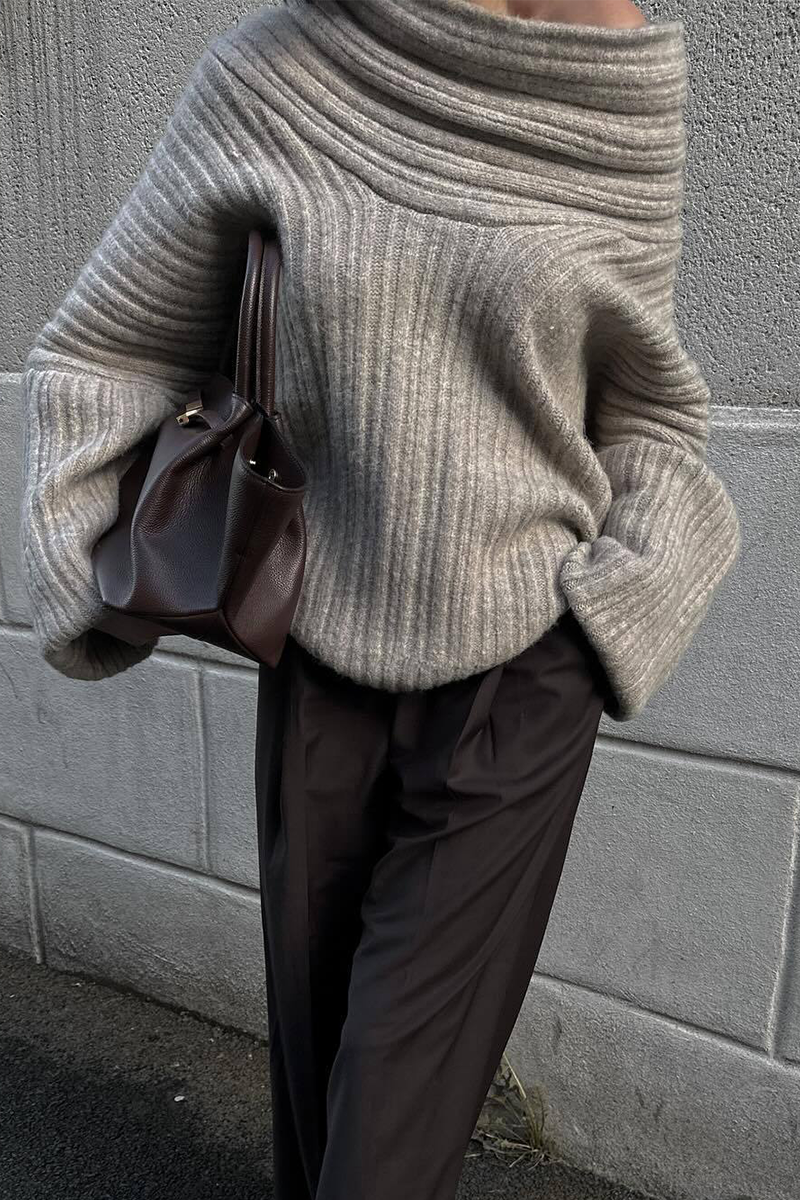 Florcoo Off Shoulder Irregular Sweater in Solid Colors