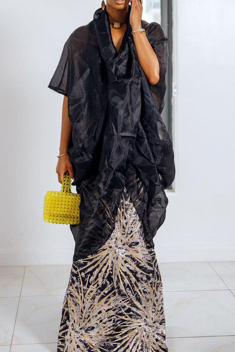 Casual Patchwork See-Through V Neck T-Shirts(3 Colors) - Fashionpara