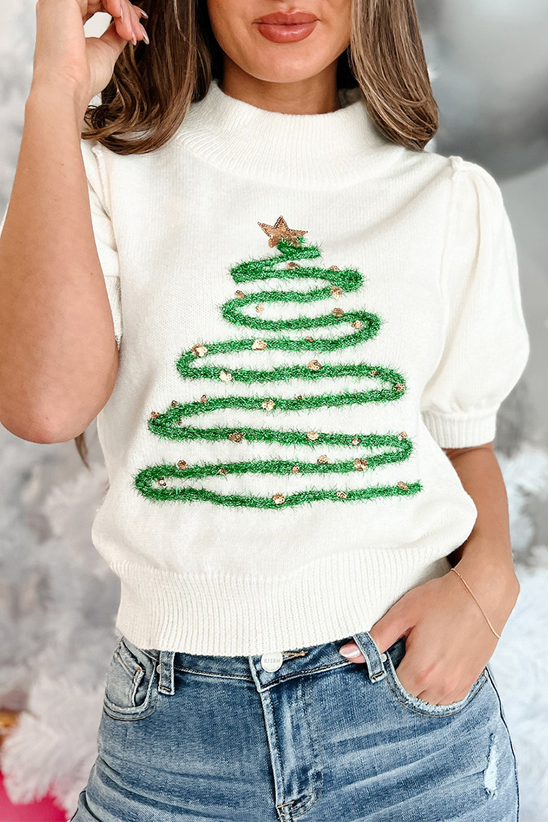 Bohonini Casual Christmas Sequin Patchwork Turtleneck Sweater