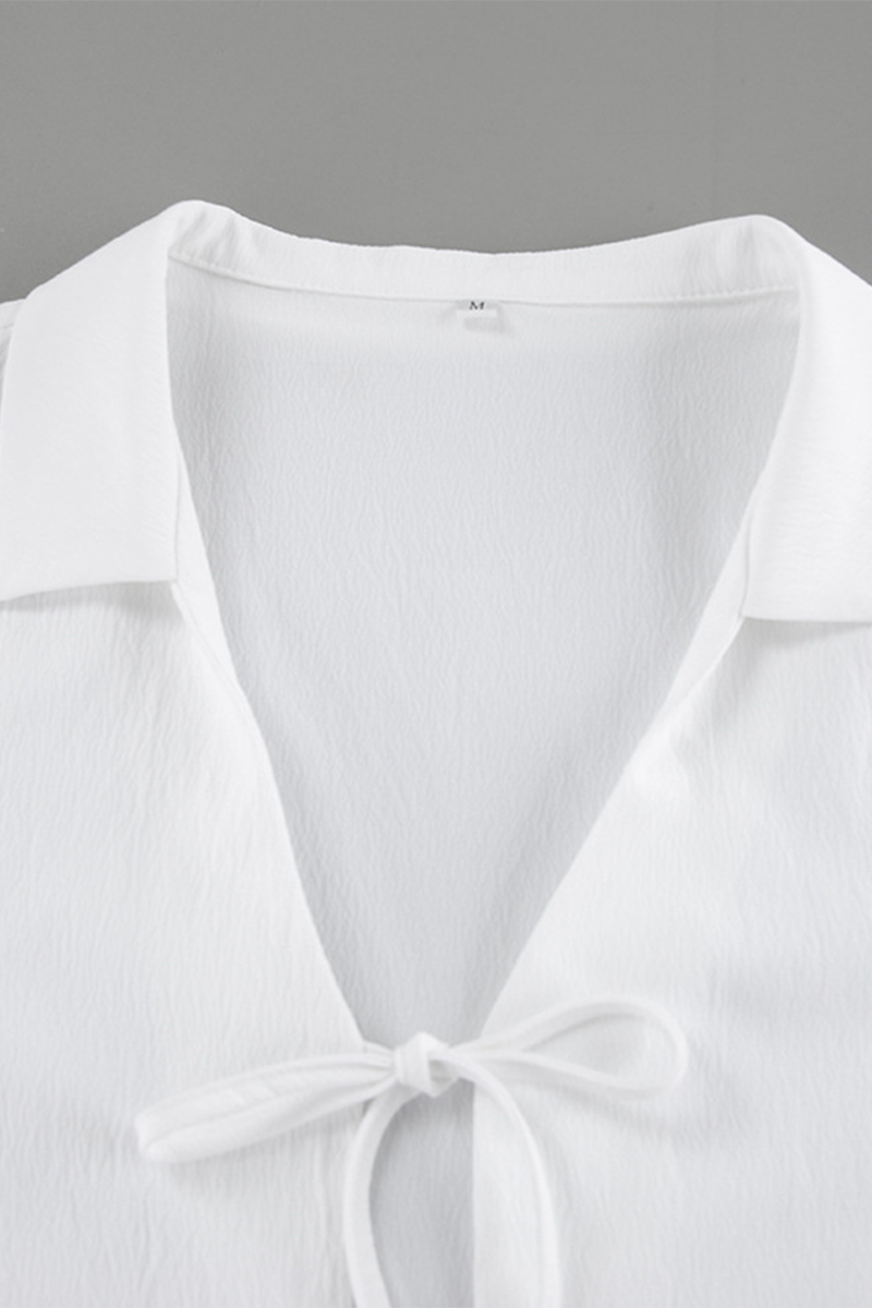 Casual Street Pocket Lace Up Turndown Collar Long Sleeve Two Pieces - Fashionpara