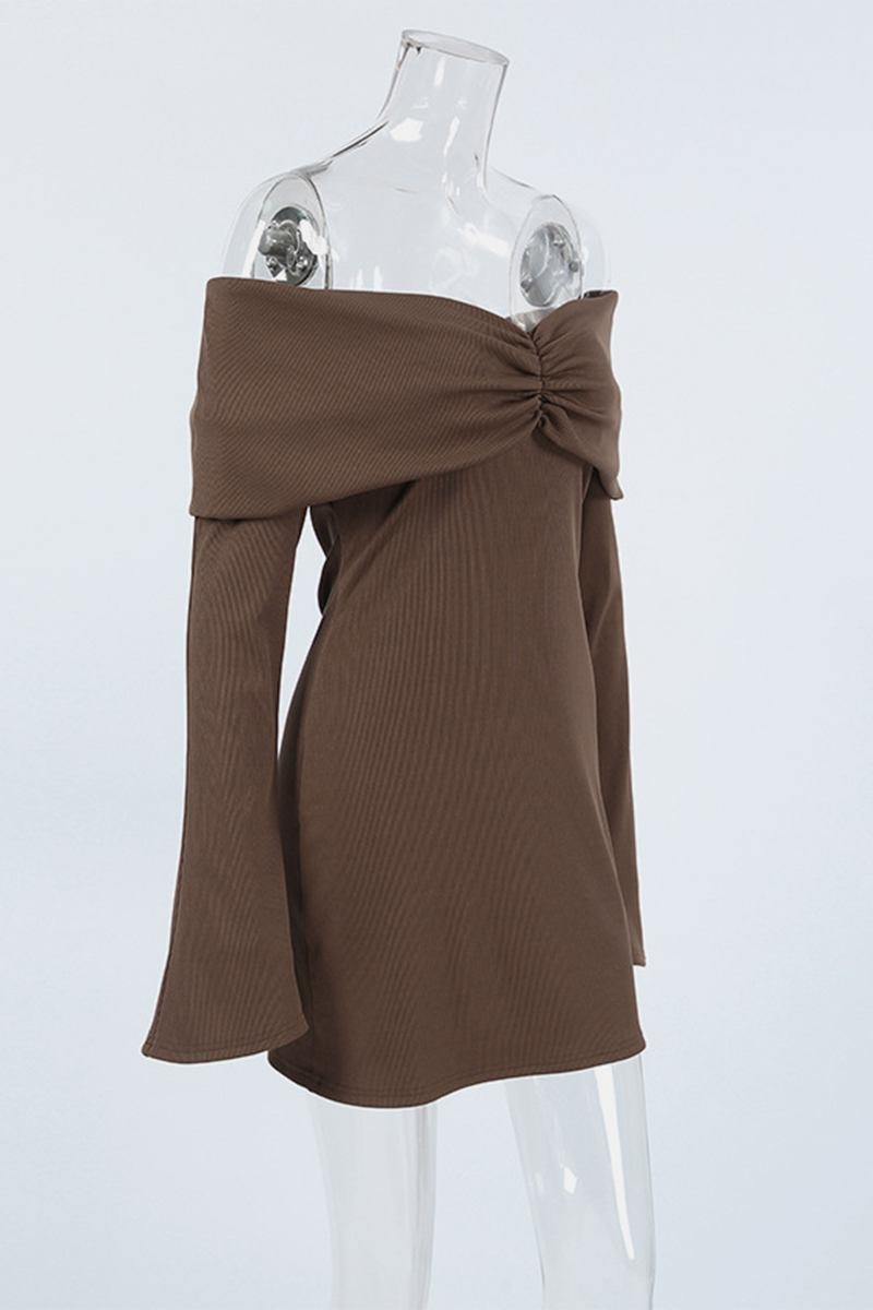 Sexy Ruched Off Shoulder Wrapped Skirt Dresses - Fashionpara