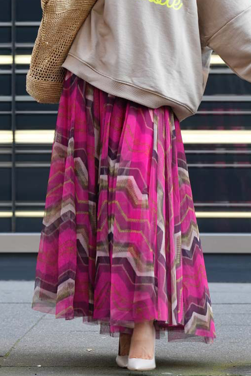 Casual Stripe Mesh Contrast Loose High Waist Type A Bottoms - Fashionpara