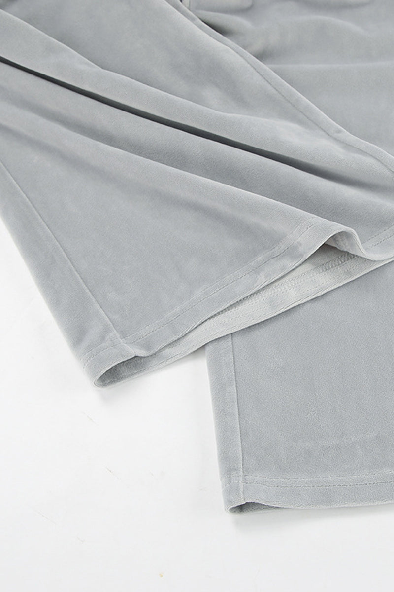 Casual Street Pocket Lace Up Turndown Collar Long Sleeve Two Pieces - Fashionpara