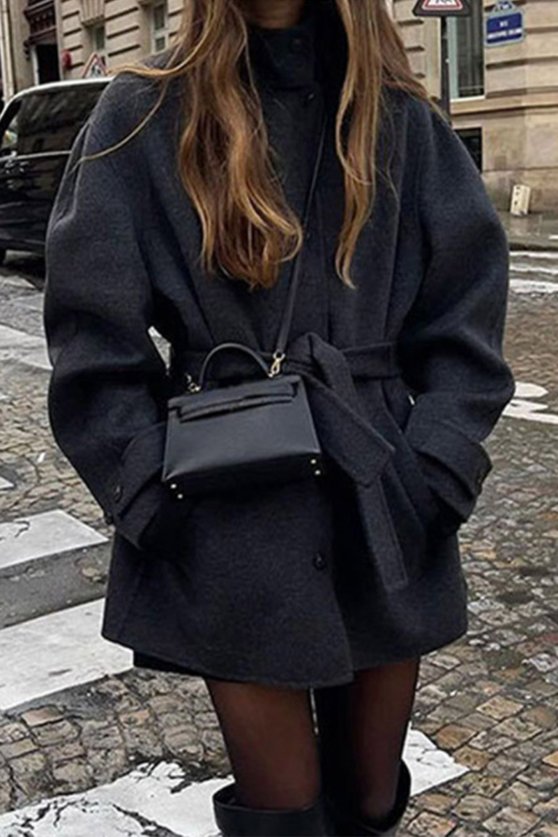 Bohonini Casual Lace-Up Mandarin Collar Outerwear Coat