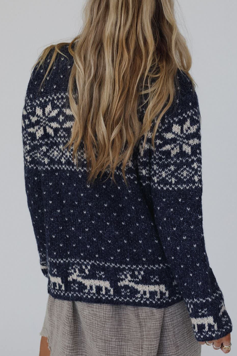 Bohonini Casual Snowflake Knit Jacket with Zipper Closure