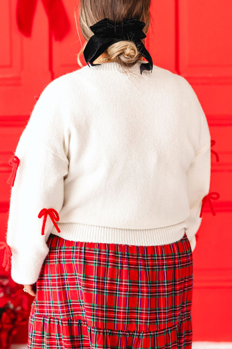 Bohonini Casual Contrast Bow Patchwork Knit Sweater Top