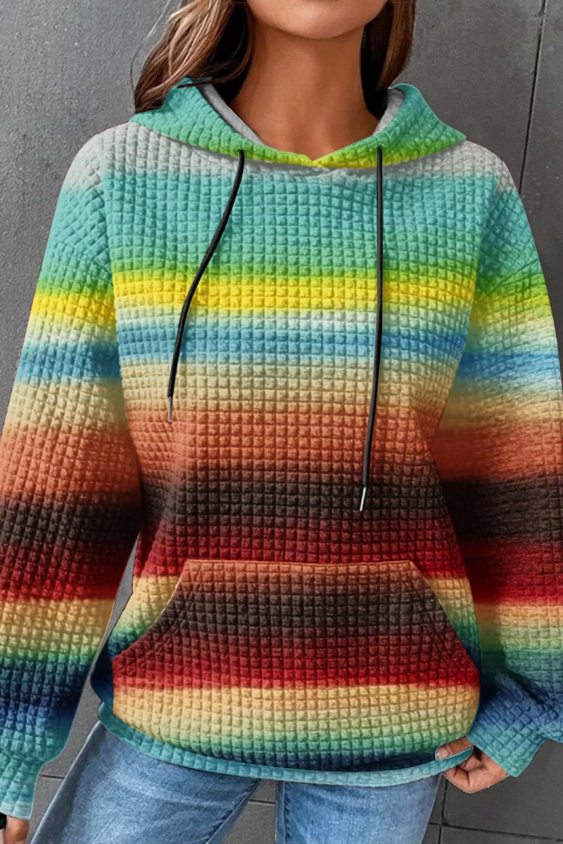 Casual Gradient Print Basic Hooded Sweats(7 Colors)