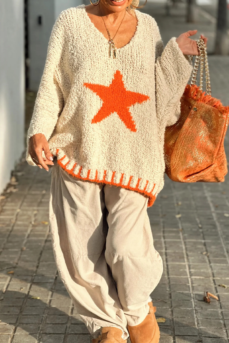 Bohonini Contrast Weave V Neck Sweater for Effortless Style