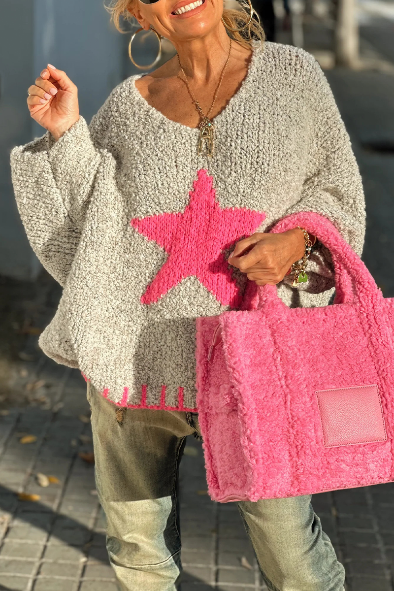 Bohonini Contrast Weave V Neck Sweater for Effortless Style