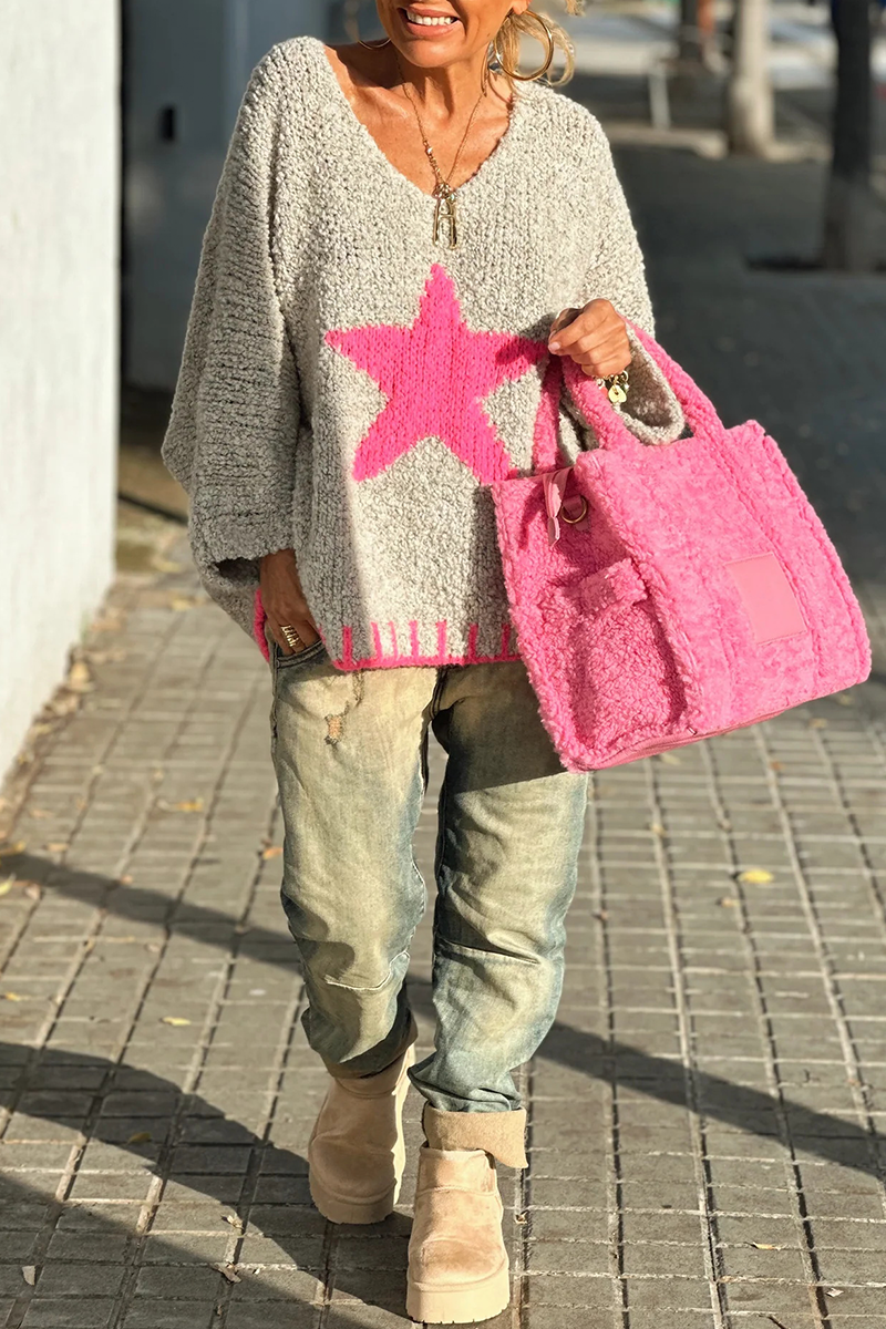 Bohonini Contrast Weave V Neck Sweater for Effortless Style