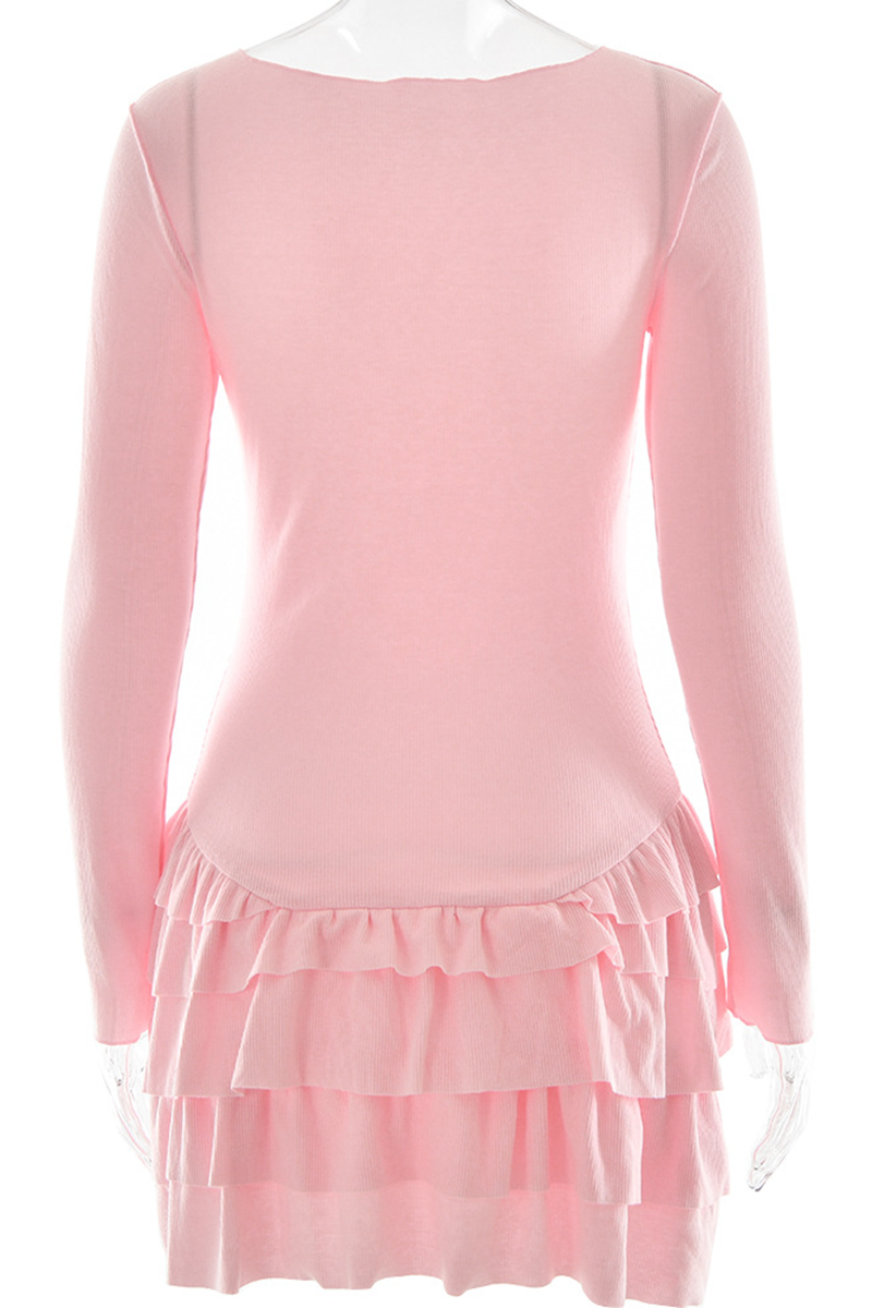 Sexy Ruffle O Neck A Line Dresses - Fashionpara