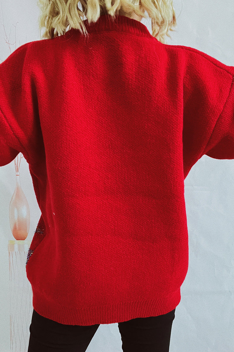 Bohonini Casual Christmas Sequin O-Neck Sweater for Festivities