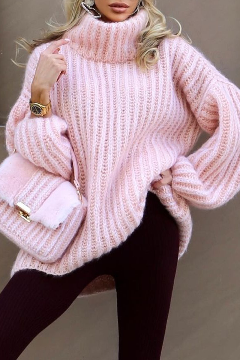 Bohonini Solid Color Weave Turtleneck Sweater for Casual Style