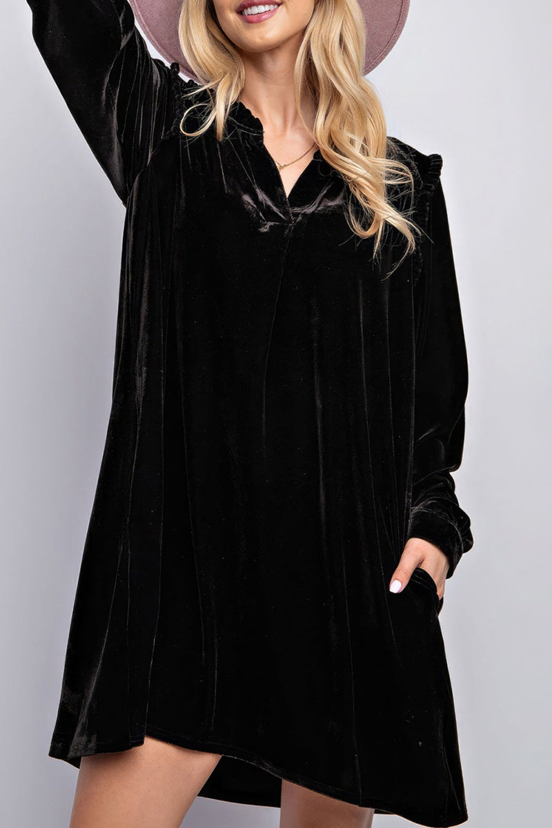 Casual Stringy Selvedge V Neck A Line Dresses(3 Colors) - Fashionpara