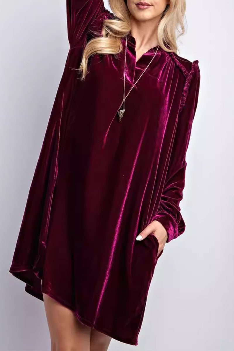 Casual Stringy Selvedge V Neck A Line Dresses(3 Colors) - Fashionpara