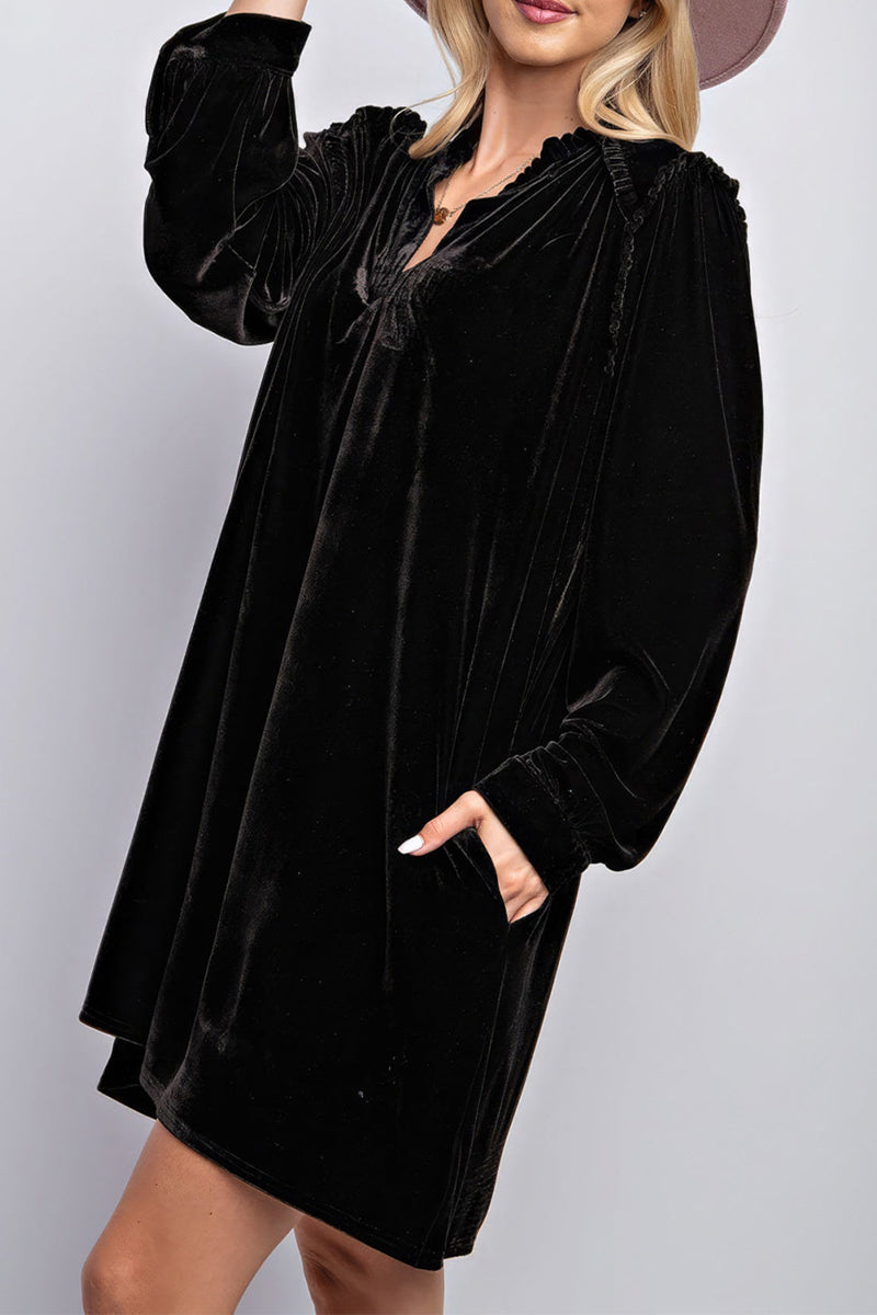 Casual Stringy Selvedge V Neck A Line Dresses(3 Colors) - Fashionpara