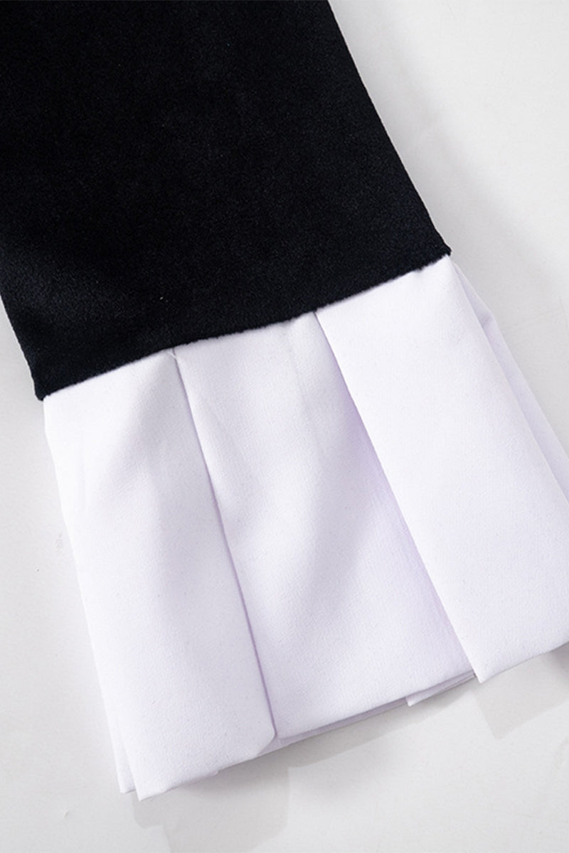 Elegant Zipper Contrast Turndown Collar One Step Skirt Dresses - Fashionpara