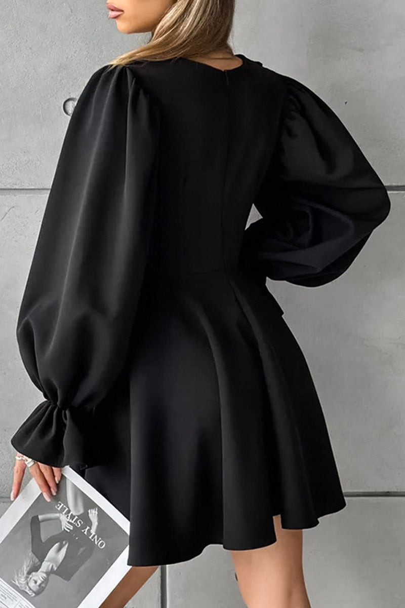 Elegant Patchwork Zipper Peter Pan Collar A Line Dresses - Fashionpara