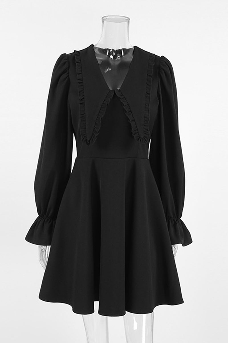 Elegant Patchwork Zipper Peter Pan Collar A Line Dresses - Fashionpara