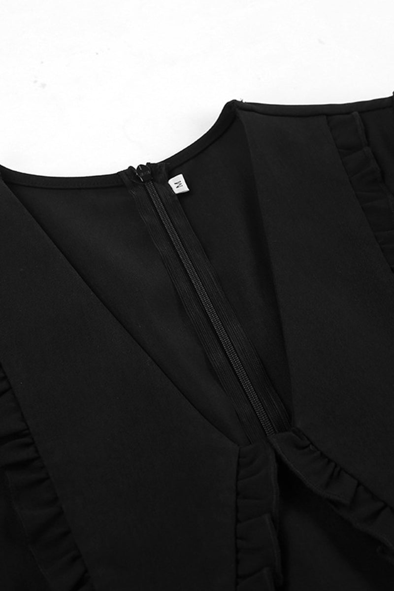 Elegant Patchwork Zipper Peter Pan Collar A Line Dresses - Fashionpara