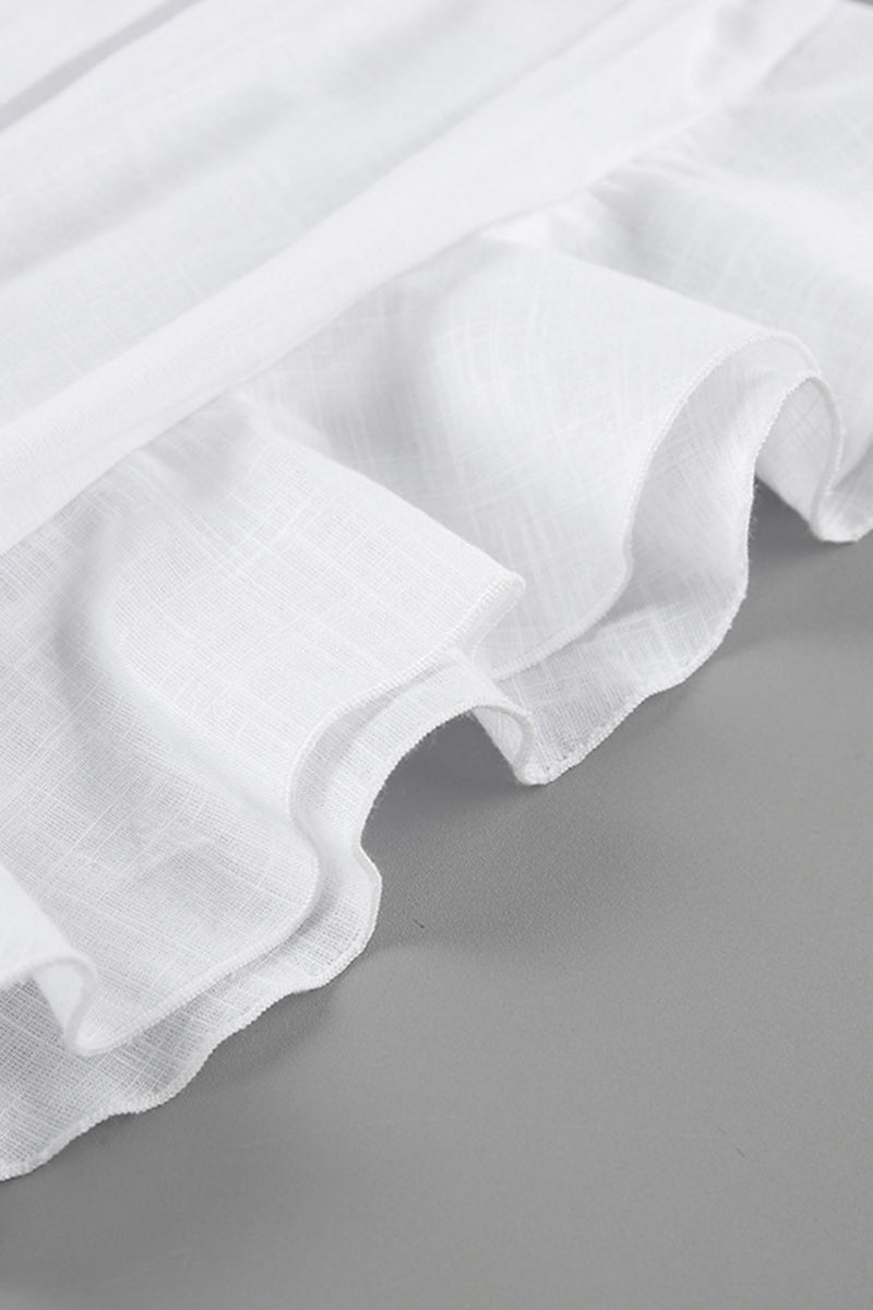 Elegant Ruffle Ruched Turn-back Collar Wrapped Skirt Dresses - Fashionpara