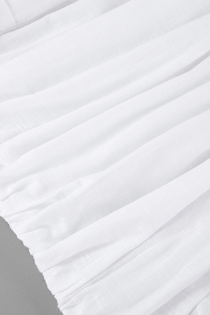 Elegant Ruffle Ruched Turn-back Collar Wrapped Skirt Dresses - Fashionpara