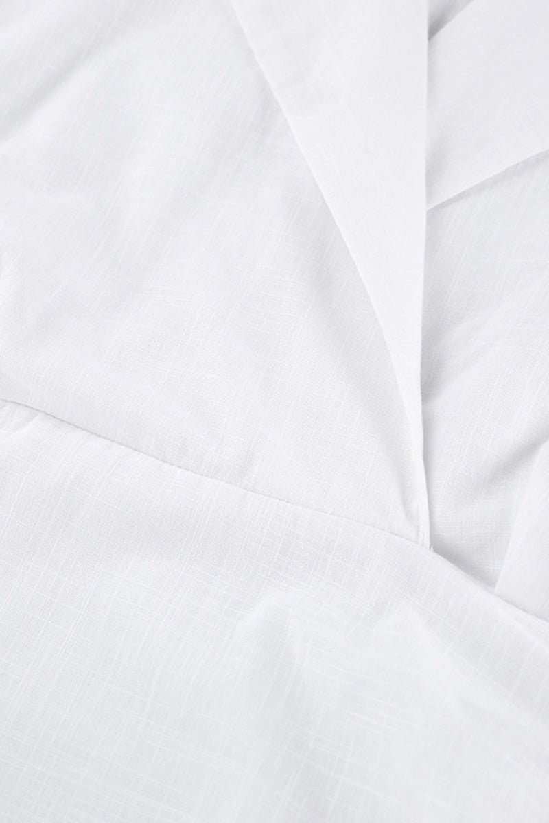 Elegant Ruffle Ruched Turn-back Collar Wrapped Skirt Dresses - Fashionpara